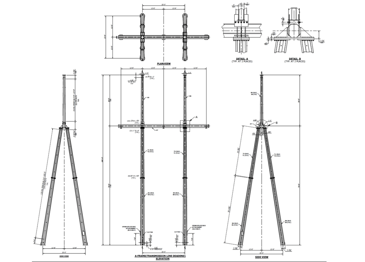 Heavy duty A-Frame Deadend structure